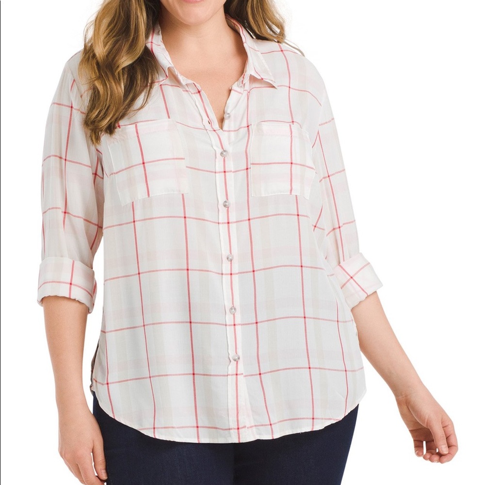 Sanctuary relaxed oversized plaid boyfriend shirt‎